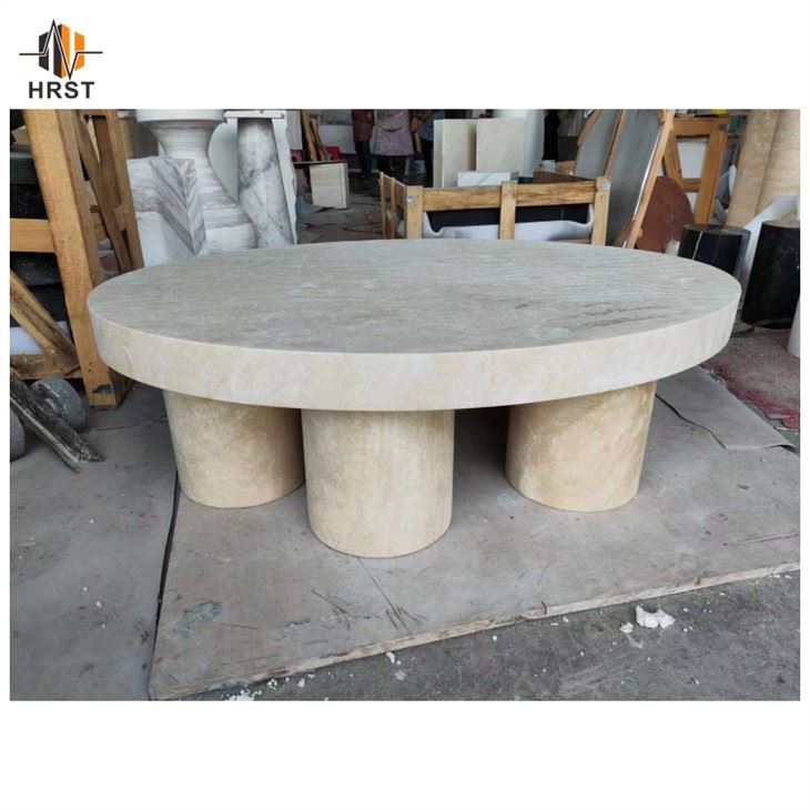 Round Travertine Coffee Table