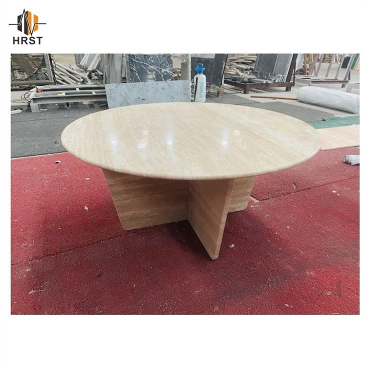 Round Travertine Coffee Table